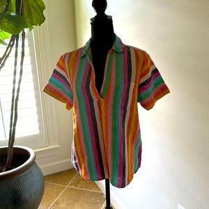 EUC linen, sz Small multicolored striped top